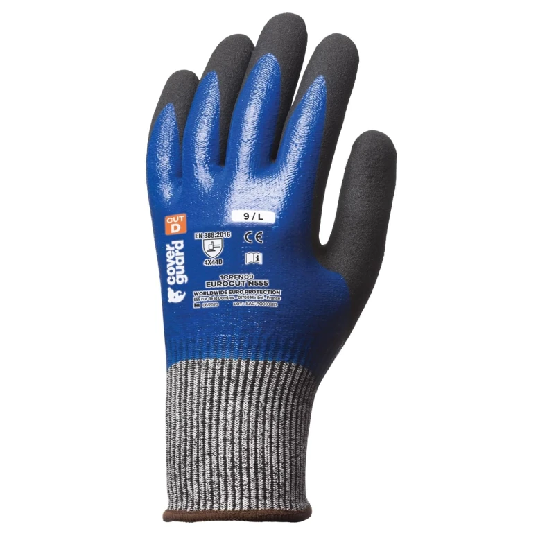 5 pares - Guantes de trabajo Coverguard de nitrilo Eurocut 1CRFN Anticorte