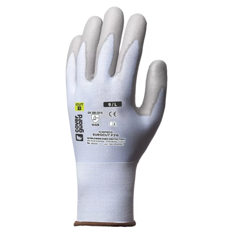 5 pares - Guantes de trabajo Coverguard de poliuretano Eurocut 1CRPB anticorte