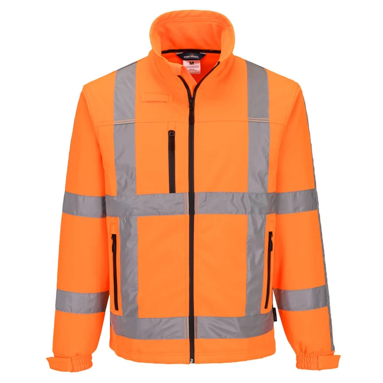 Chaqueta de trabajo Portwest R462 Softshell de alta visibilidad, impermeable, elástica y multibolsillos