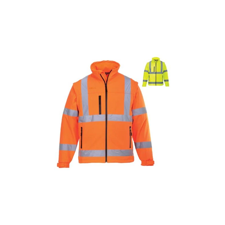 Chaqueta de Trabajo Portwest Alta Visibilidad S428 Multibolsillos 2 EN 1 Impermeable Stretch