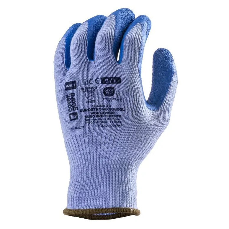 10 Pares - Guantes de Trabajo Coverguard de Látex Eurostrong 1LAAV Riesgos Mecánicos
