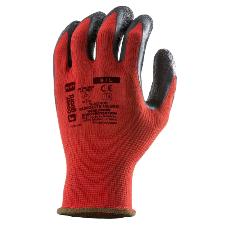 10 Pares - Guantes de Trabajo Coverguard de Látex Eurolite 1LACR Riesgos Mecánicos