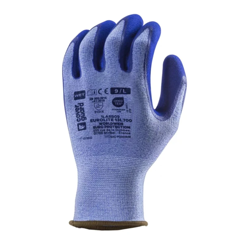 10 Pares - Guantes de Trabajo Coverguard de Látex Eurolite 1LASB Riesgos Mecánicos