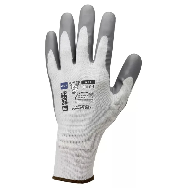 10 Pares - Guantes de Trabajo Coverguard en Látex Eurolite 1LACW00 Riesgos Mecánicos