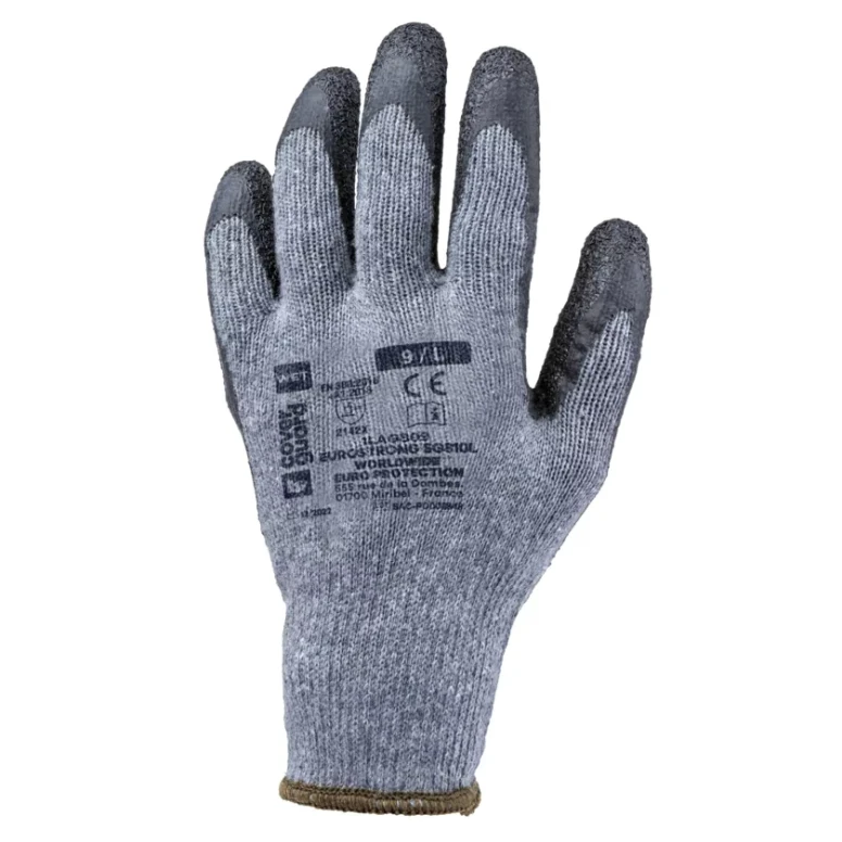 10 Pares - Guantes de Trabajo Coverguard de Látex Eurostrong 1LAGB Riesgos Mecánicos