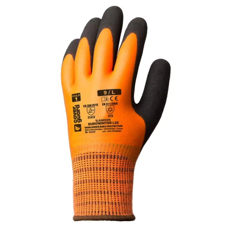 5 Pares - Guantes de Trabajo Coverguard de Látex Eurowinter 1LAWO Antifrío