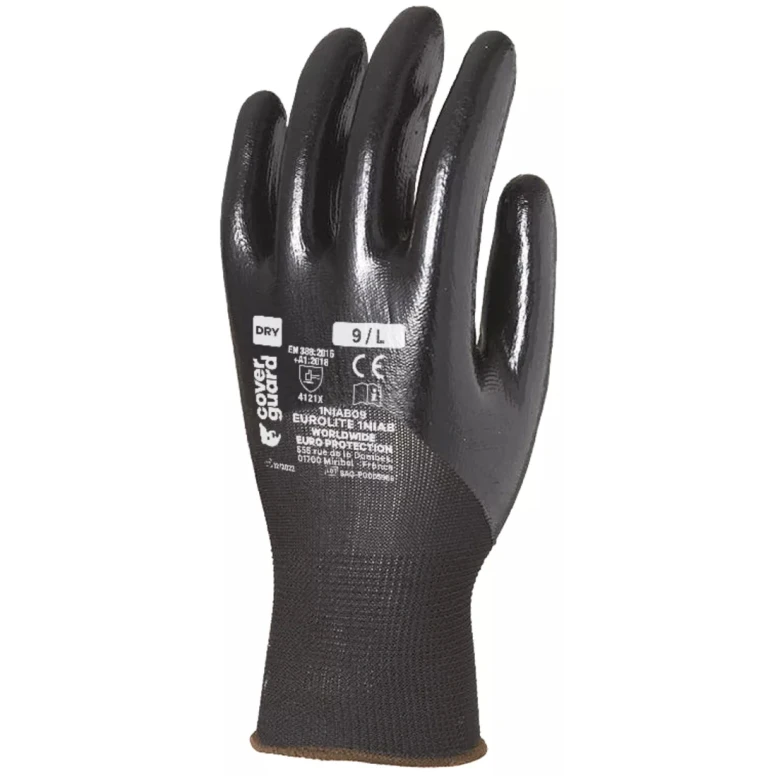 12 Pares - Guantes de Trabajo Coverguard de Nitrilo Eurolite 1NIAB Riesgos Mecánicos