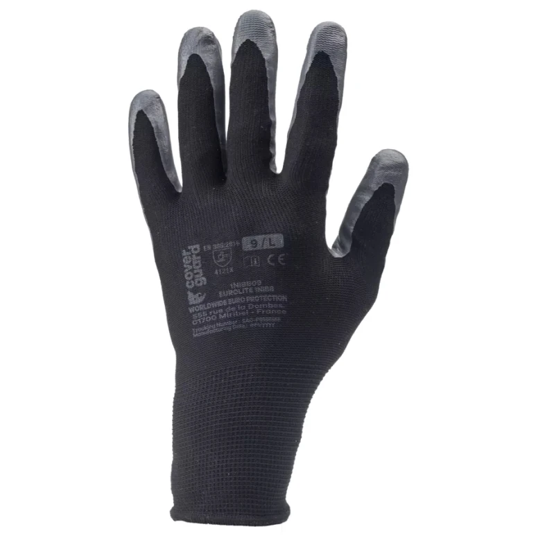 12 Pares - Guantes de Trabajo Coverguard de Nitrilo Eurolite 1NIAB Riesgos Mecánicos