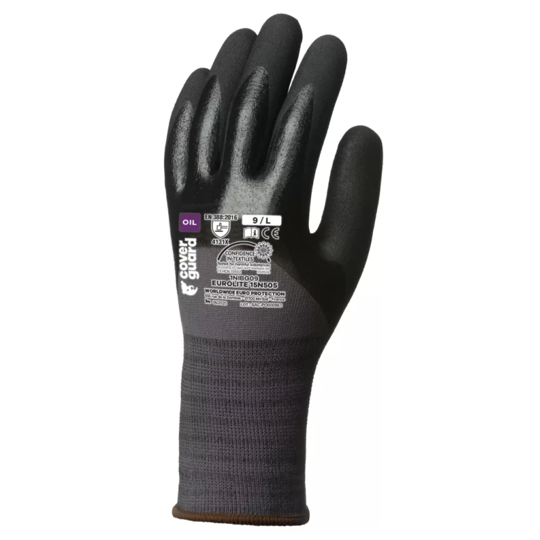 10 Pares - Guantes de Trabajo Coverguard de Nitrilo Eurolite 1NIBG Riesgos Mecánicos
