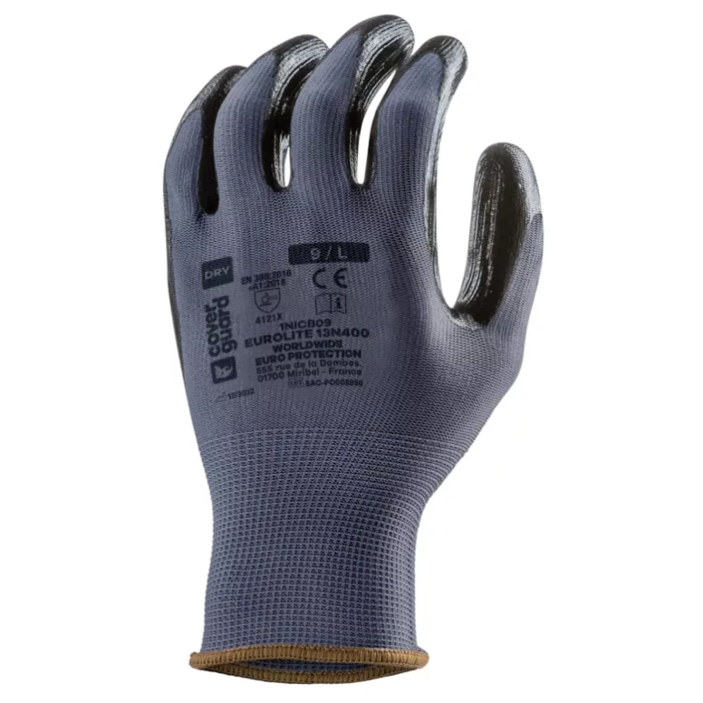 10 pares - Guantes de trabajo Coverguard de nitrilo Eurolite 1NICB Riesgos mecánicos