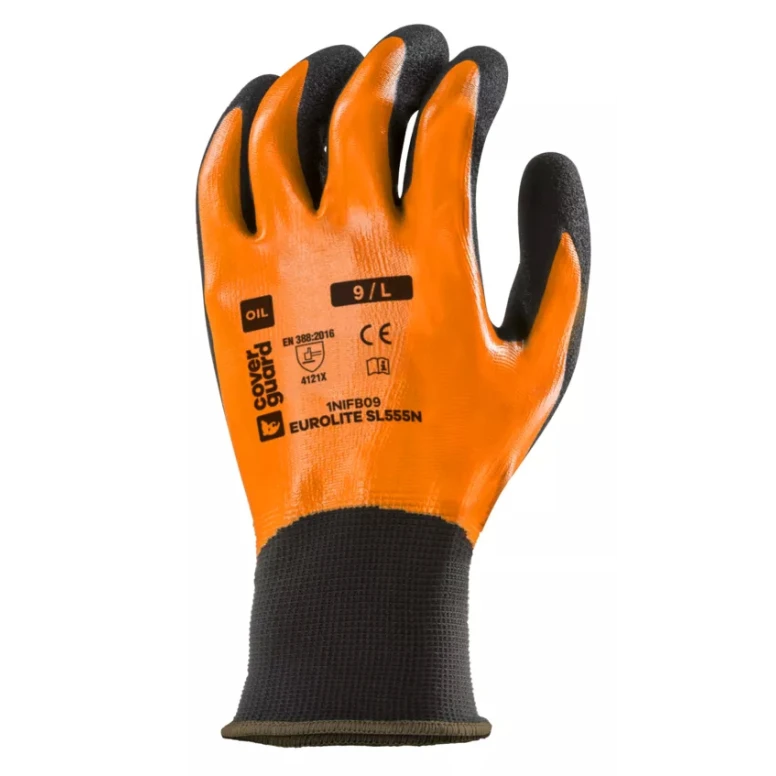 10 pares - Guantes de trabajo Coverguard de nitrilo Eurolite 1NIFB Riesgos mecánicos