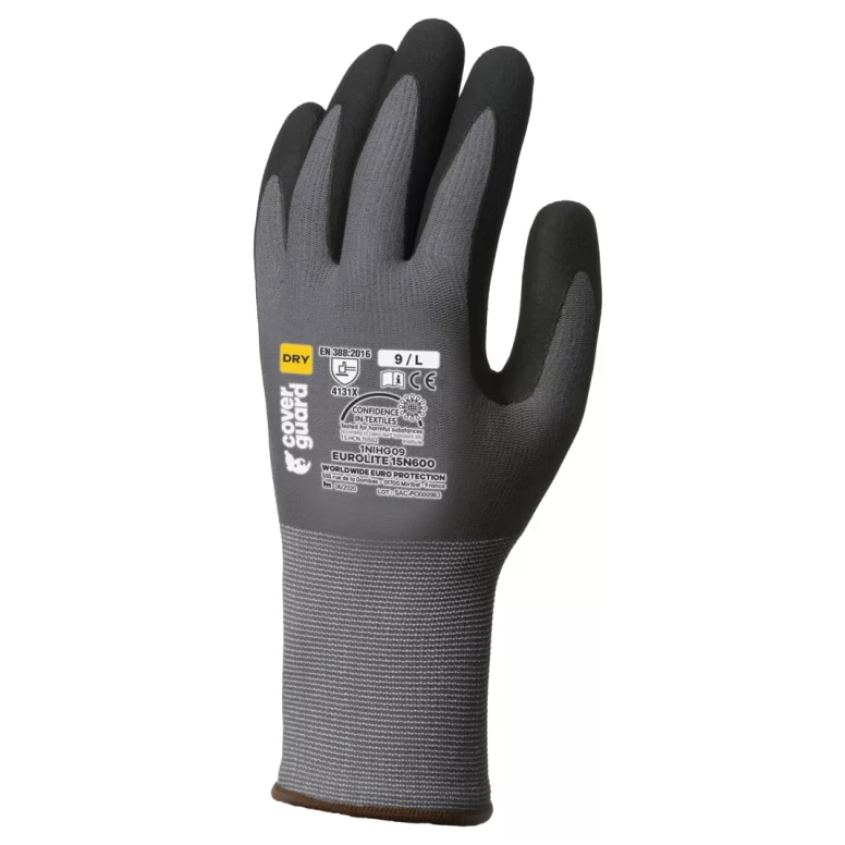 10 Pares - Guantes de trabajo Coverguard de nitrilo Eurolite 1NIHG riesgos mecánicos