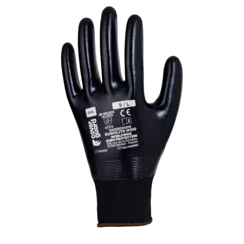 12 pares - Guantes de trabajo Coverguard de nitrilo Eurolite 1NISB00 riesgos mecánicos