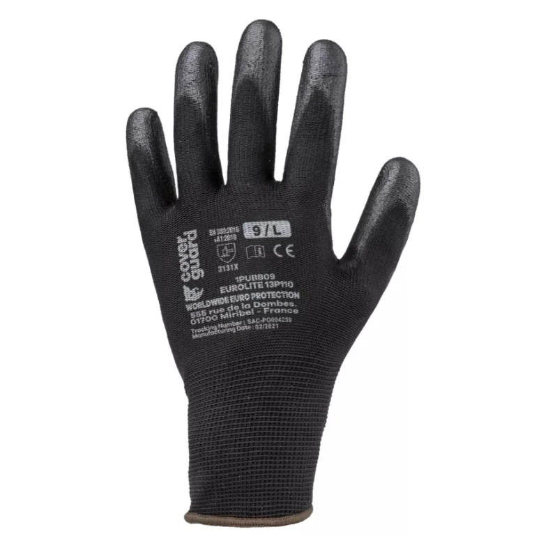10 pares - Guantes de trabajo Coverguard de poliuretano Eurolite 1PUBB riesgos mecánicos