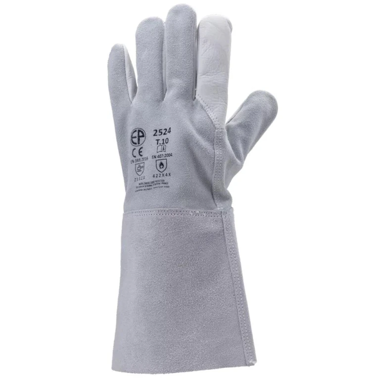 12 pares - Guantes de trabajo Coverguard de cuero Euroweld MO2524 para soldador
