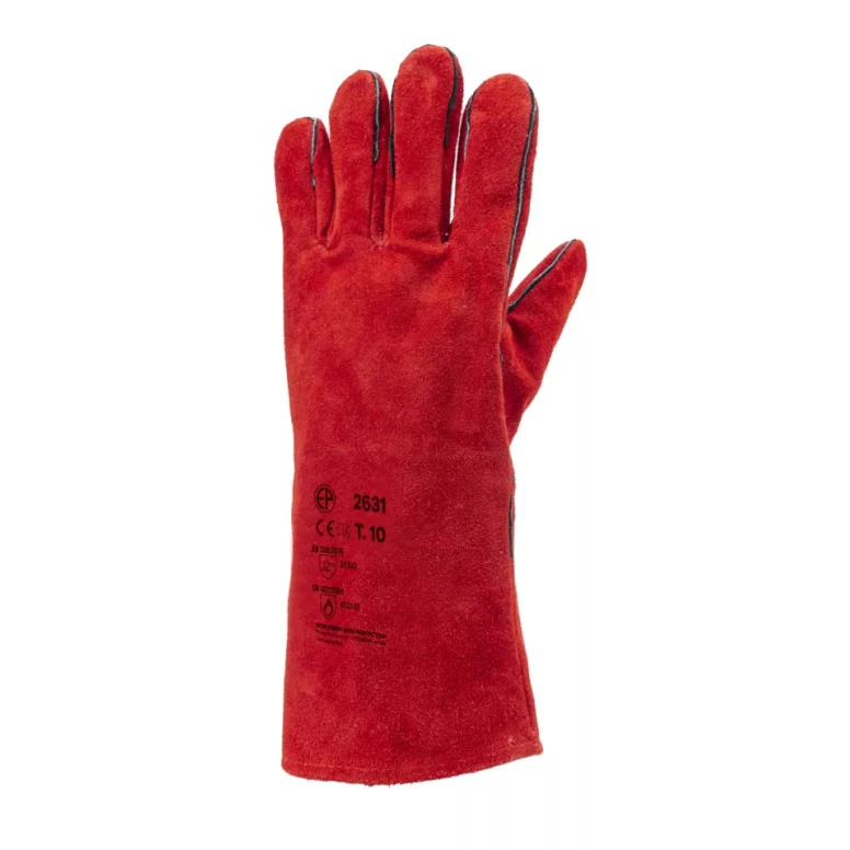12 pares - Guantes de trabajo Coverguard de cuero Euroweld MO2631 para soldador