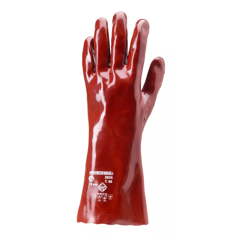 10 Pares - Guantes de Trabajo Coverguard en PVC Eurochem MO3636 Riesgo Químico