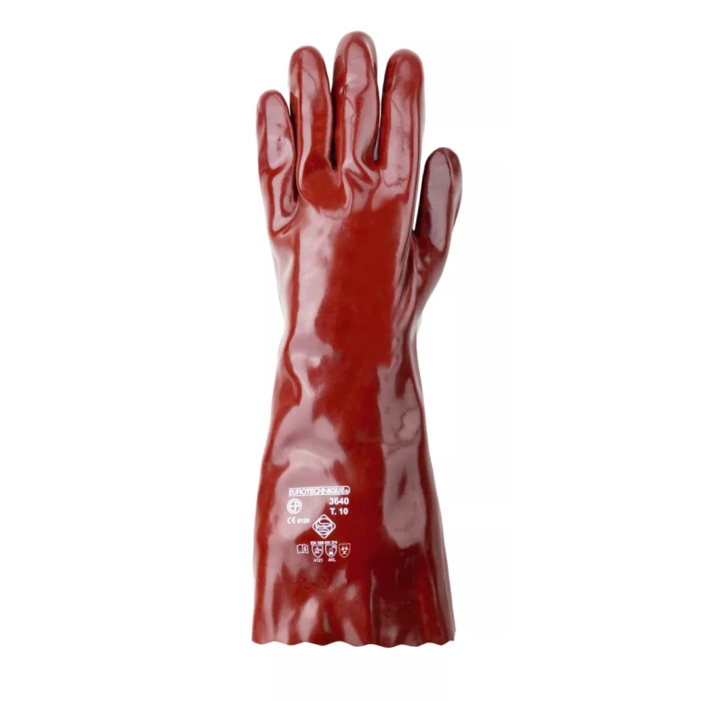 10 Pares - Guantes de Trabajo Coverguard en PVC Eurochem MO3640 Riesgo Químico