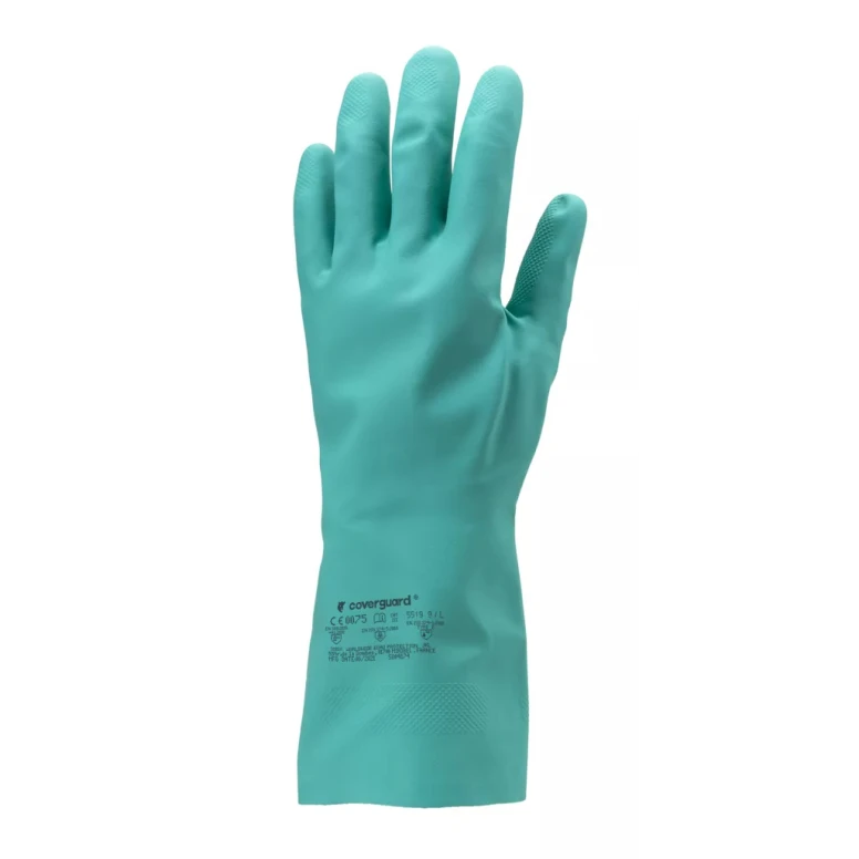 10 pares - Guantes de trabajo Coverguard de nitrilo Eurochem MO5520 riesgo químico