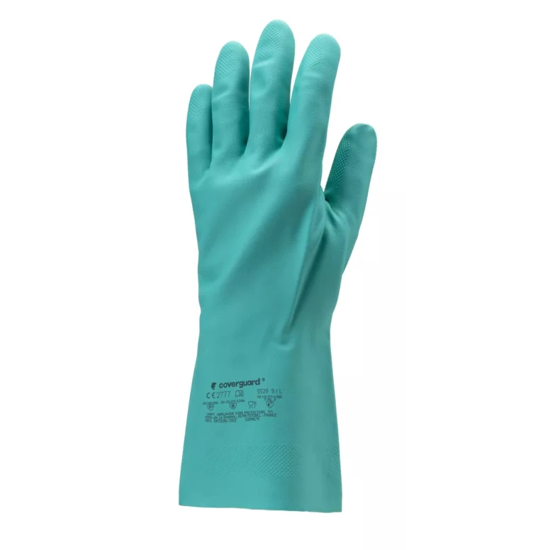 10 pares - Guantes de trabajo Coverguard de nitrilo Eurochem MO5530 riesgo químico