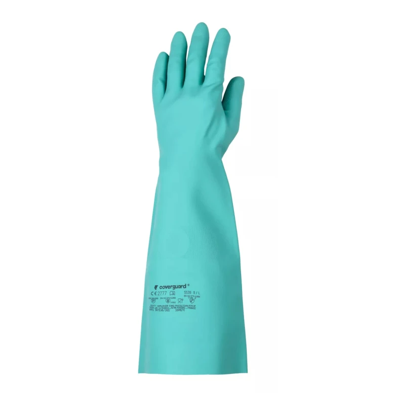 6 pares - Guantes de trabajo Coverguard de nitrilo Eurochem MO5540 riesgo químico