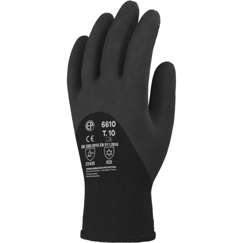 10 pares - Guantes de trabajo Coverguard de látex Eurowinter MO6610 térmicos