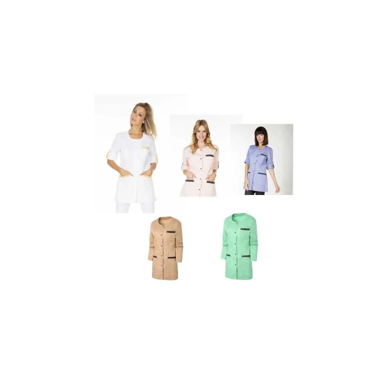 Bata de trabajo Molinel Carole CAROLEMTLA/CH Multibolsillos Mujer Esteticista Con mangas convertibles