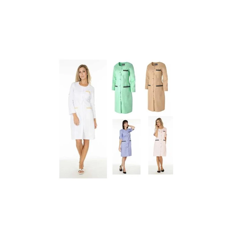 Bata de trabajo Molinel Caroline CAROLINEMTBC/M Multibolsillos Larga Mujer Limpieza Bienestar Con mangas convertibles