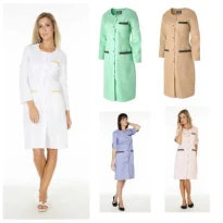 Bata de trabajo Molinel Caroline CAROLINEMTBC/M Multibolsillos Larga Mujer Limpieza Bienestar Con mangas convertibles