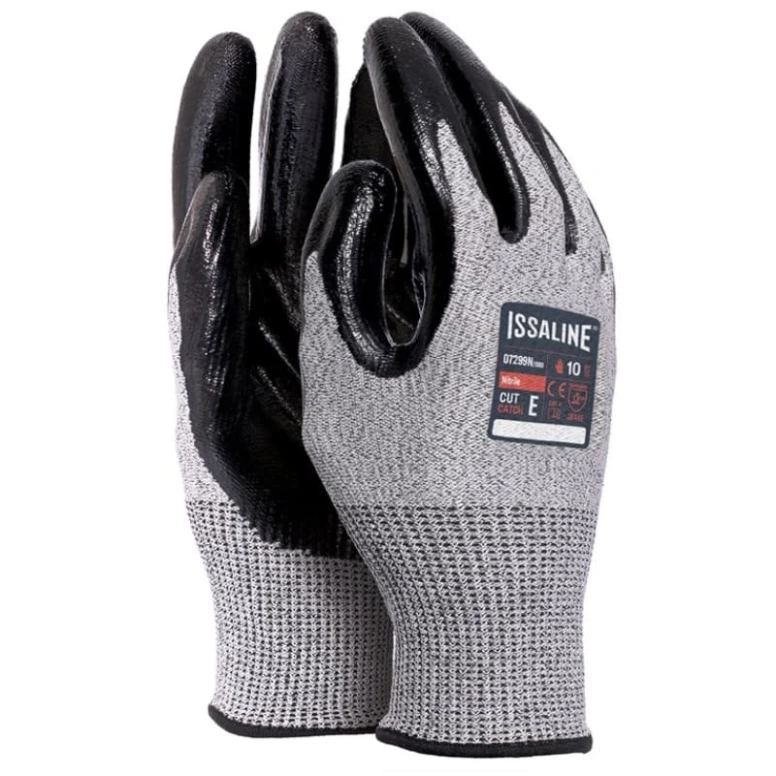 12 Pares - Guantes de trabajo Cut Catch de nitrilo - Issa Line 07299N