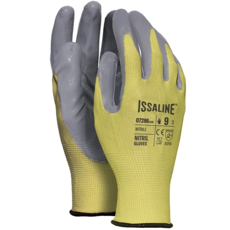 12 Pares - Guantes de trabajo en poliéster recubiertos de NBR - Issa Line 07286