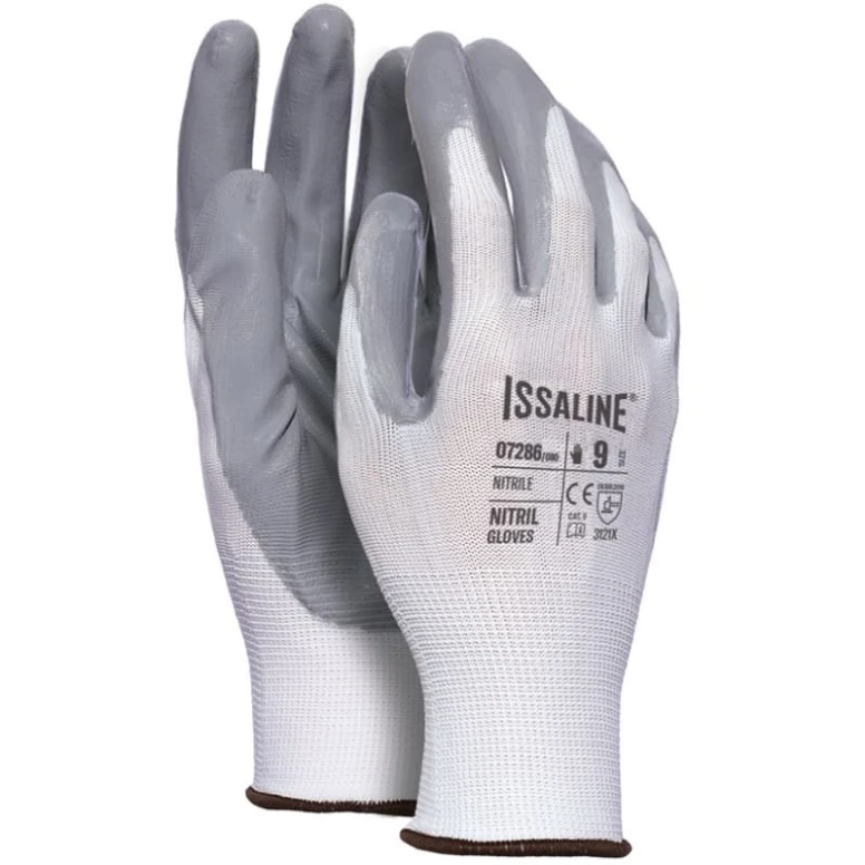 12 Pares - Guantes de trabajo en poliéster recubiertos de NBR - Issa Line 07286