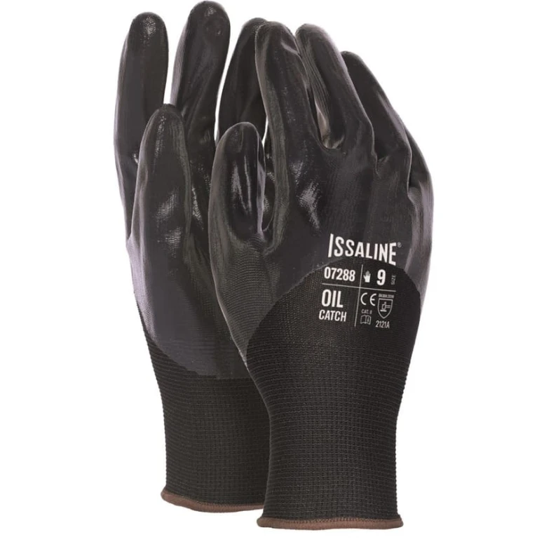 12 Pares - Guantes de trabajo Oil Catch de nitrilo - Issa Line 07288