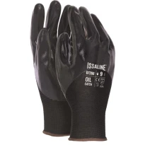 12 Pares - Guantes de trabajo Oil Catch de nitrilo - Issa Line 07288