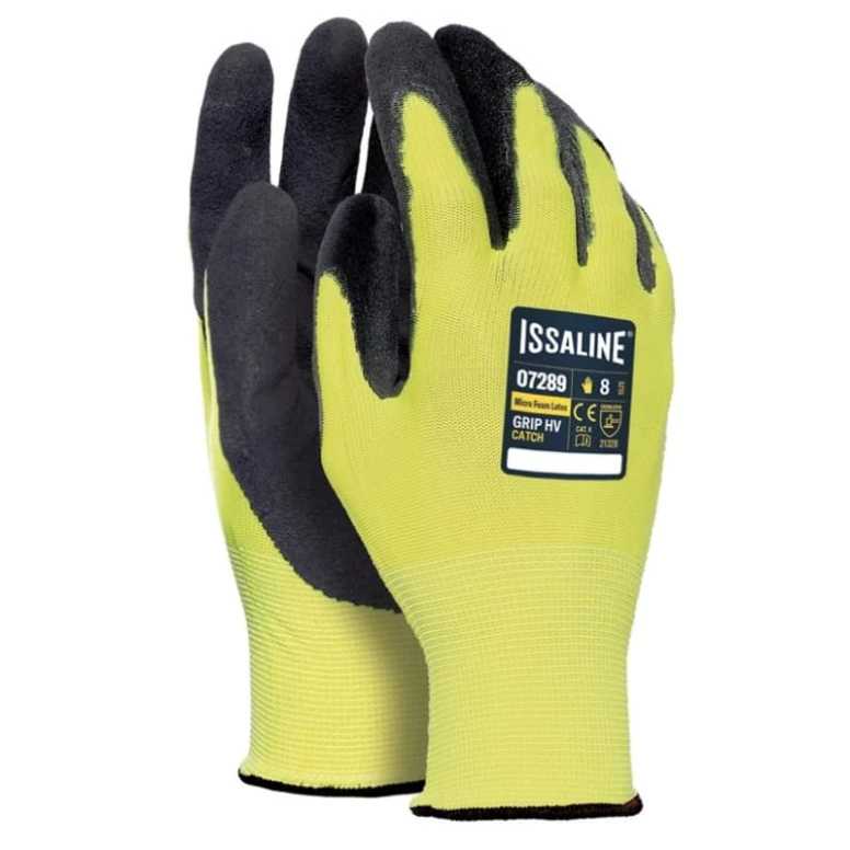 12 Pares - Guantes de trabajo de nylon recubiertos con microespuma de látex - Issa Line 07289