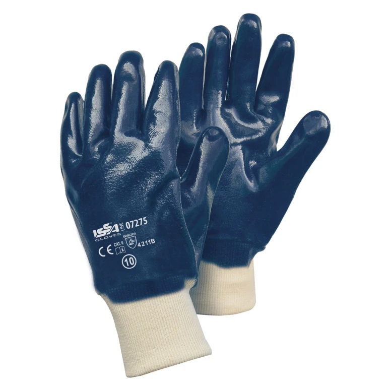 12 Pares - Guantes NBR de malla totalmente recubiertos con puño 07275