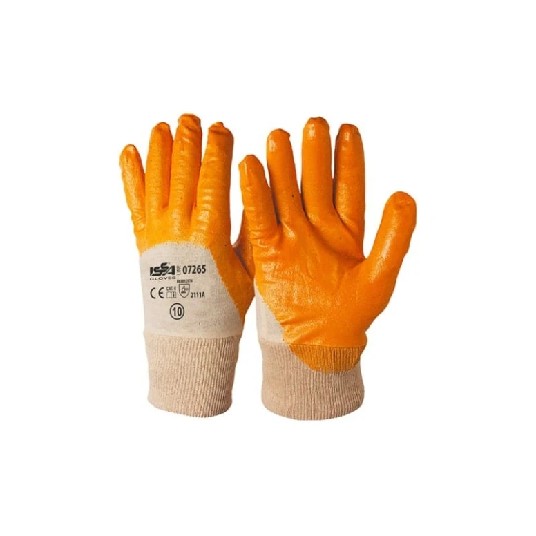 12 Pares - Guantes NBR de malla con puño amarillo - Dorso ventilado 07265