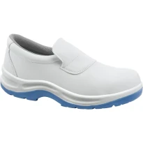 Zapatos de seguridad blancos tipo mocasín bajo de microfibra S1 SRC suela azul - Rodi 510518