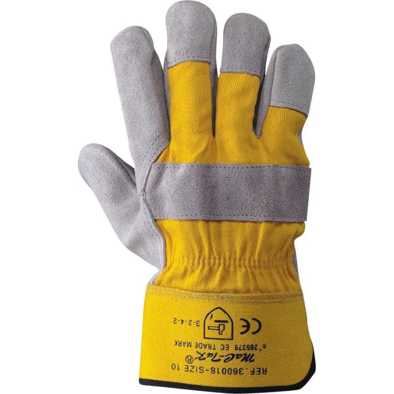 Guantes de trabajo de piel de serraje de grupa y tela de algodón - P 85