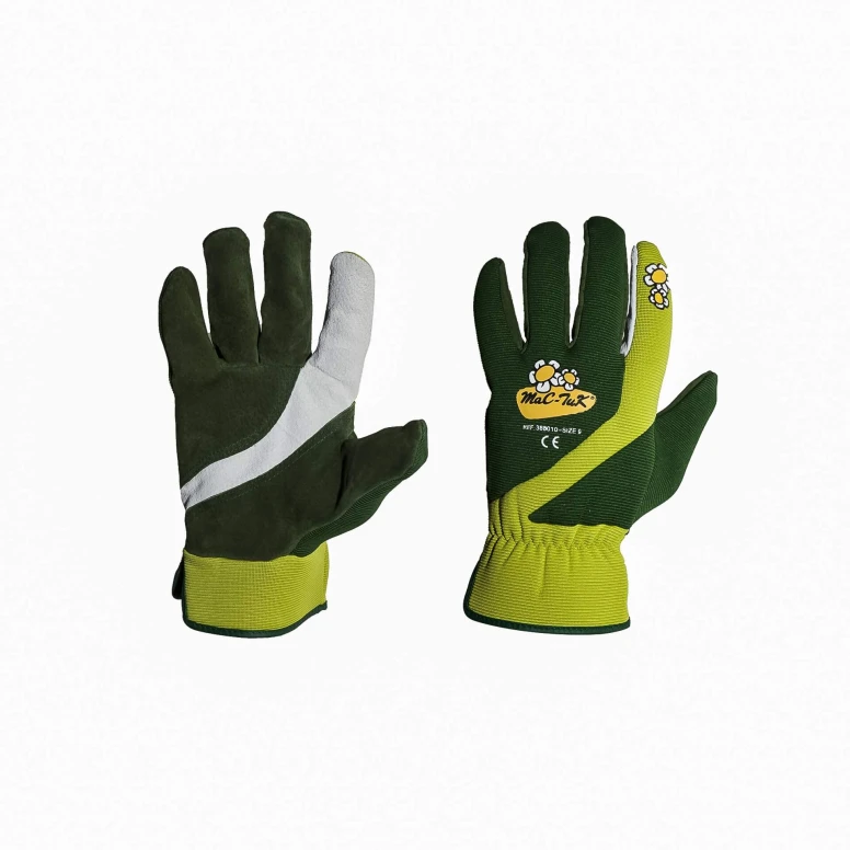 Caja de 48 pares - Guantes técnicos de serraje de piel de cerdo y tejido técnico para jardinería y bricolaje - 388010