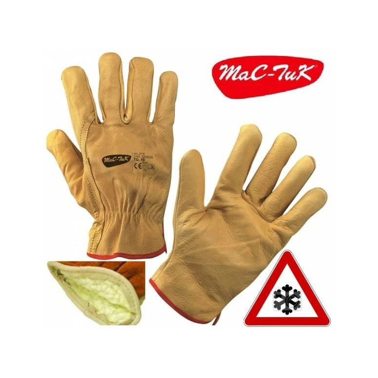 Guantes de trabajo de piel flor bovina afelpados de invierno - 218