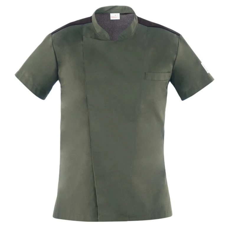 Liquidación total - Chaqueta Mao manga corta de trabajo Cocinero Giblor's Thiago 22P08G640 Color Verde militar Talla 4XL