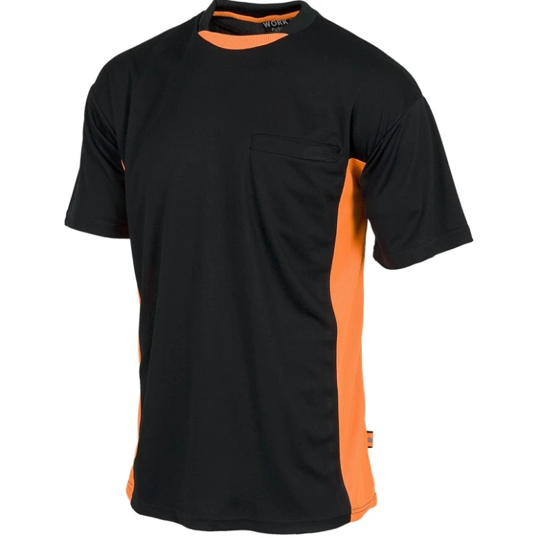 Liquidación total - T-shirt combinada manga corta alta visibilidad - Workteam Color Negro/Naranja Talla 2XL