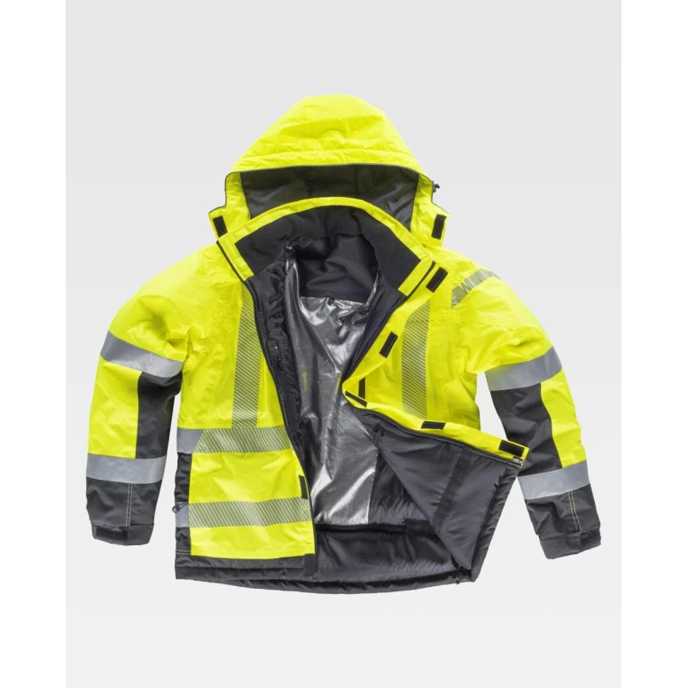 Liquidación total - Chaquetón de trabajo Acolchado Alta visibilidad S9261 - Workteam Color Amarillo/Gris Talla L