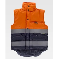 Liquidación total - Chaleco de trabajo Acolchado Bicolor Alta visibilidad S4035 Workteam Color Marino/Naranja Talla XL