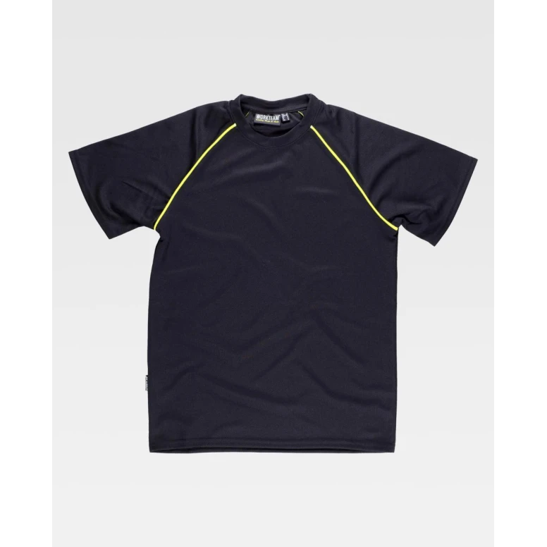 Liquidación total - Camiseta de trabajo Tecnica Manga corta S6640 - Workteam Color Negro/Amarillo Talla S