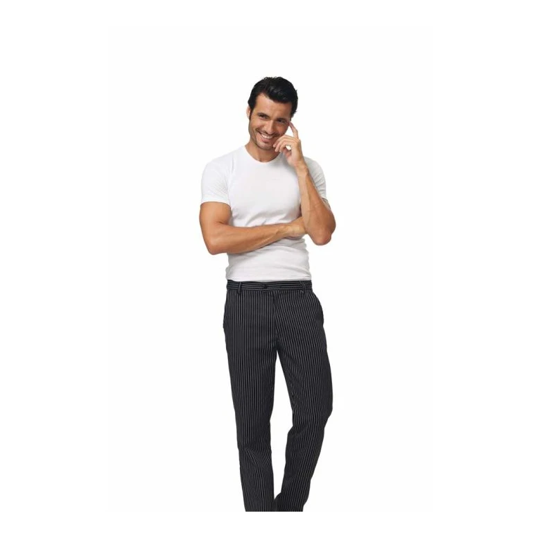 Liquidación total - Pantalón Cocinero de trabajo Siggi Horeca Denzel 28PA0881/00-0648 número 48 color blanco negro