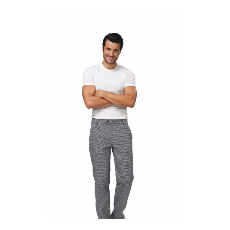 Liquidación total - Pantalón Cocinero de trabajo Siggi Horeca Denzel 28PA0881/00-0648 número 48 color blanco negro