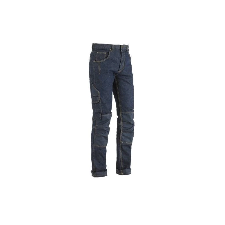 Pantalones vaqueros de trabajo multibolsillos elásticos MINER 8033 ISSA LINE Hombre algodón Stretch