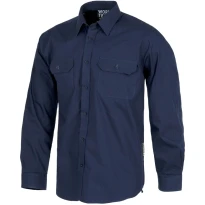 Liquidación total - Camisa de trabajo reforzada de algodón a manga larga - Workteam número 54 color azul